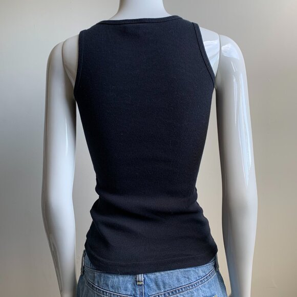 Etnies girls skate black & white logo print ribbed cotton tank top - Picture 4 of 4